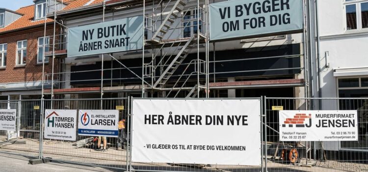 Gør din butik uundgåelig – eksponér dit brand med udendørs byggepladsbannere